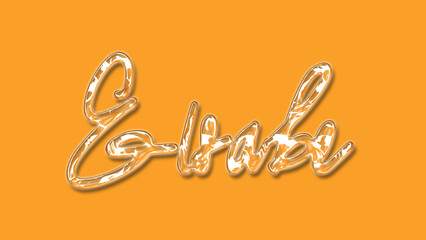 3D Thick Transparent Liquid text effect of name Elsabe on Yellow Background.	