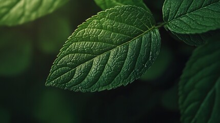 Close-up of Leaf with Textured Green Surface