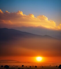 Fototapeta premium sunset over the mountains