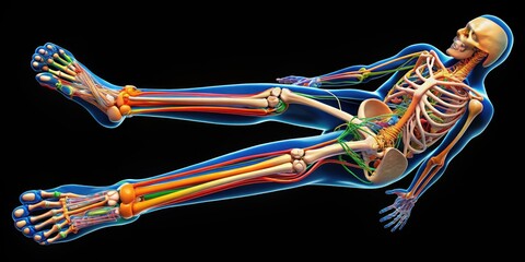 Anatomical Illustration of Tibia and Fibula Bones in Human Skeleton for Medical Education Purposes