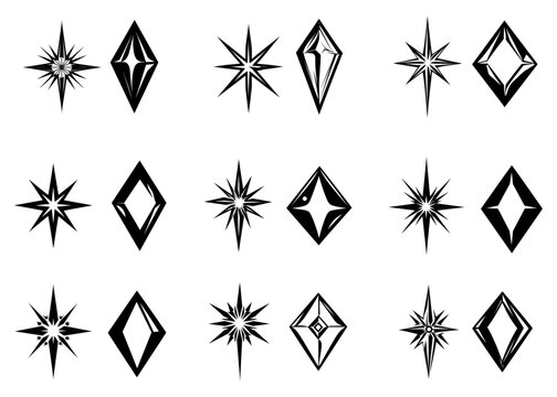 Doodle magic symbol. Diamond icon isolated on white. Hand drawing line art. Sketch vector stock illustration.