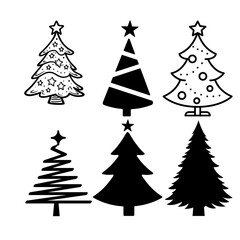 set of christmas trees