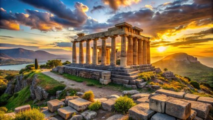 Obraz premium Ancient ruins and vibrant landscapes of Greece, the birthplace of the Olympic Games and culture