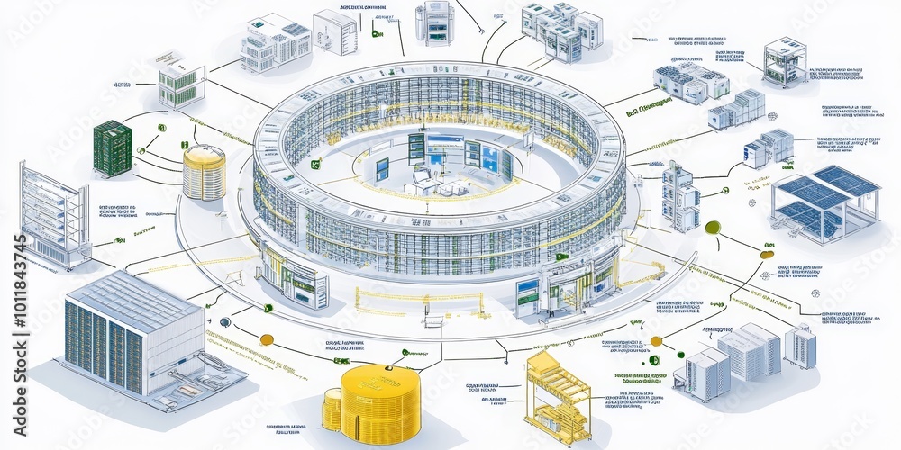 Poster Big Data Framework Illustration: Illustrate a diagram of a big data transformation framework, showing components like data sources, processing engines, and storage soluti