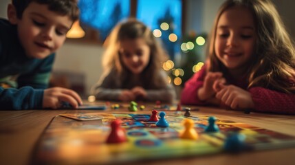 Fototapeta premium Children Playing Board Game