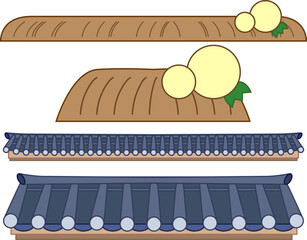 전통 한옥 가옥 지붕 테두리 세트 한국의 집 한국전통 한류