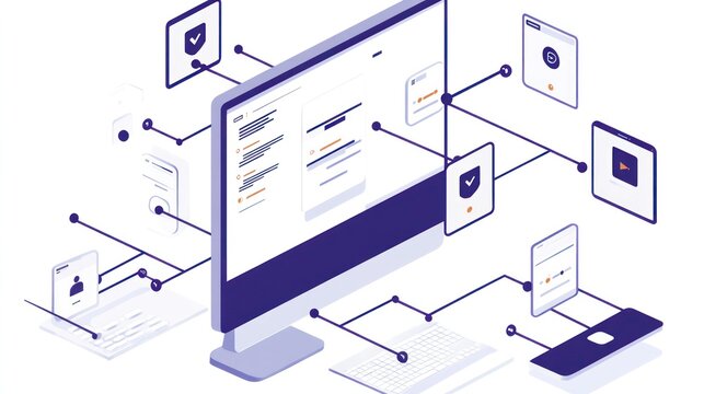 A decentralized identity protection platform displayed on a computer, with blockchain-based security for safeguarding online personal data