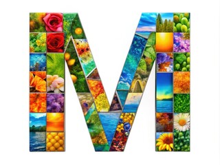 Artistic representation of the letter M in creative design showcasing modern typography and colors