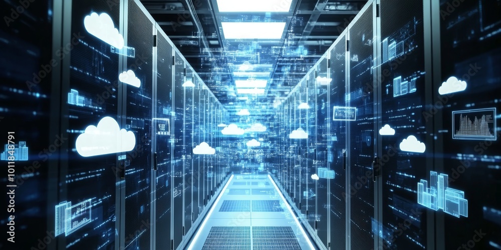 Leinwandbilder Cloud-Based Data Warehouse Solutions: Illustrate a comparison of popular cloud-based data warehouse solutions (like Amazon Redshift, Google BigQuery, and Snowflake), show