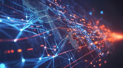 Obraz premium Abstract Digital Network Visualization in Bright Colors