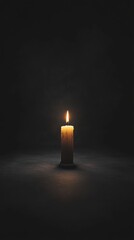 Single Candle in Darkness
