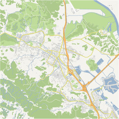 Map of Novato in California in a normal road map style. Contains layered vector with roads water, parks, etc.