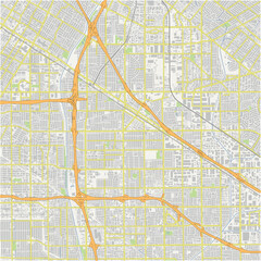 Map of Norwalk in California in a normal road map style. Contains layered vector with roads water, parks, etc.