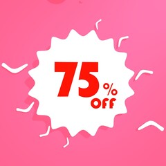 sale label with red numbers and pink background
