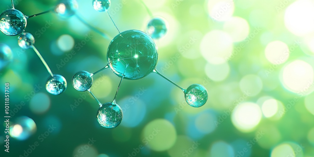 Aufkleber Artificial Molecular Systems: Depict a futuristic biotech system where artificial molecules are interconnected with organic structures, symbolizing innovation in molecula