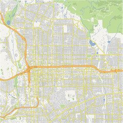 Obraz premium Map of Pasadena in California in a normal road map style. Contains layered vector with roads water, parks, etc.