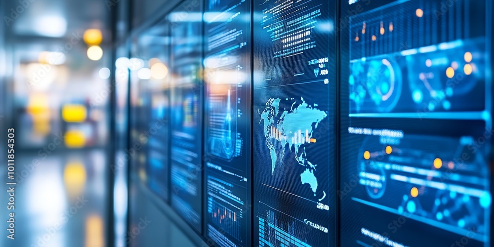 Fototapete Key Performance Indicators (KPIs) for Digital Transformation: Illustrate a dashboard displaying KPIs relevant to digital transformation success, such as customer satisfac