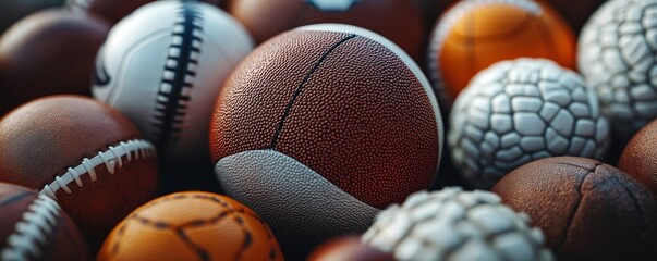 Close-up Of Sport Balls And Equipment, Generative AI