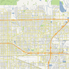 Fototapeta premium Map of Rancho Cucamonga in California in a normal road map style. Contains layered vector with roads water, parks, etc.
