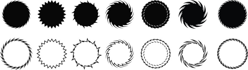 Sun symbols. white background with sun icons.