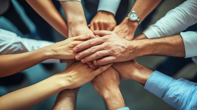 Business Team Huddle, Generative AI - Powered by Adobe