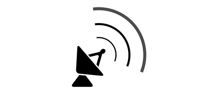 Animated signal symbol. Antenna icon animation, simple logotype antenna Line icon, radio waves, radio ground,antenna line wave animation.