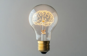 A light bulb with a brain inside of it