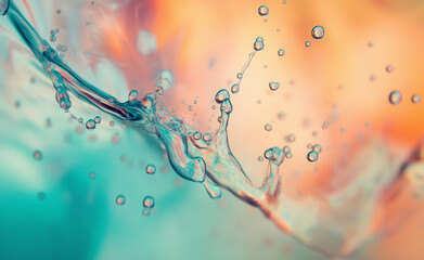 Obraz premium A colorful water splash captured in mid-motion with vibrant hues of pink, blue, and orange.