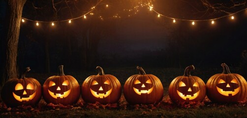 Halloween event background with charming upscale pumpkins