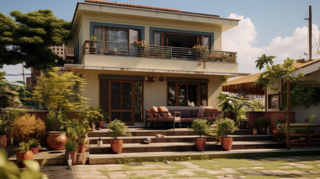 ndian lower middle class simplebhouse with a terrace