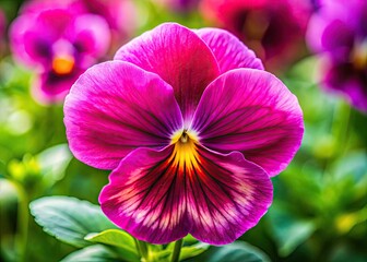 Fototapeta premium Beautiful Pink Pansy Flower Blooming in a Garden Setting, Perfect for Spring and Floral Themes