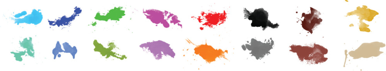 Colorful vector watercolor brushstrokes for the text, headline, subtitles, and highlight.