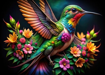Fototapeta premium Beautiful Tattoo Designs Featuring Hummingbirds in Colorful and Intricate Styles for Art Lovers