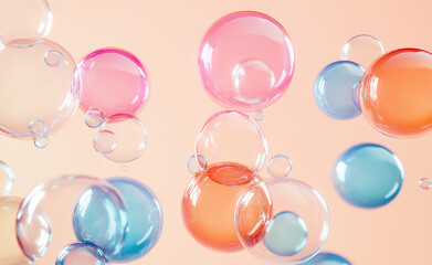 Soft pink bubbles floating against a pastel background.