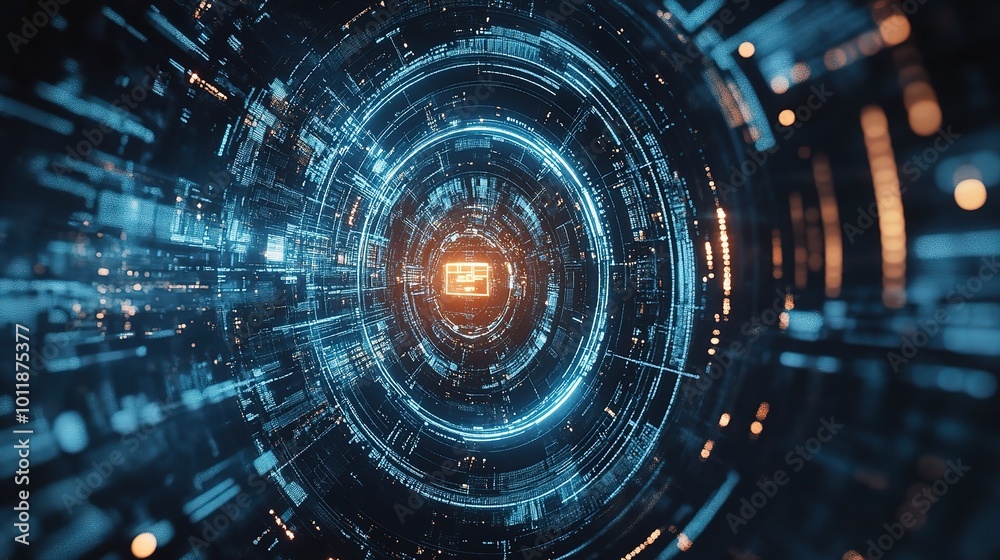 Poster Futuristic Data Visualization with Circular Patterns