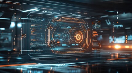 Futuristic Digital Interface with Data Display