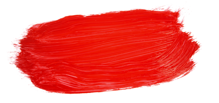 Vibrant red brush stroke on transparent background for design