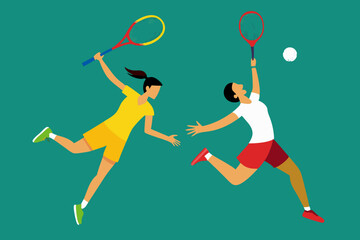 Fototapeta premium Badminton sport racket duel flight vector art illustration