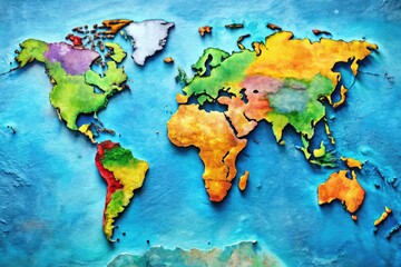 Blank world map template for educational, travel, and design purposes with empty continents and oceans