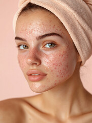 an Acne-Prone Girl’s Face Showcasing Detailed Skin Texture