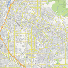 Fototapeta premium Map of South Whittier in California in a normal road map style. Contains layered vector with roads water, parks, etc.