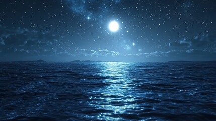 Tranquil Night Ocean Under Starry Sky