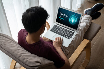 Obraz premium Backup Storage Data Internet Technology Business concept. Database storage cloud technology file data transfer sharing, cyber, big data information, internet banking application download upload snugly