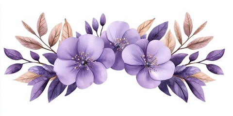 Obraz premium Beautiful purple flowers with delicate leaves, perfect for floral designs, invitations, and nature-themed projects.