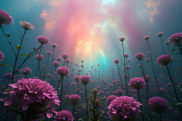 Obraz premium Surreal dreamy plant mood scape vision of ethereal colors and smoky visions art photos