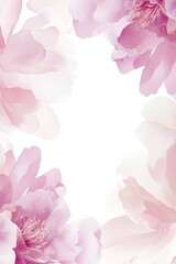 Delicate pink peony flowers framing a soft, dreamy white background.