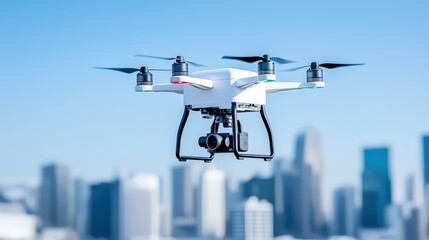 Aerial Drone Delivery Over Urban Landscape