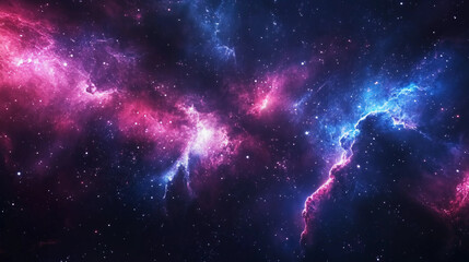 Vibrant Pink and Blue Nebula in Deep Space. Stunning Cosmic Clouds and Star Formation in the Vast Universe.