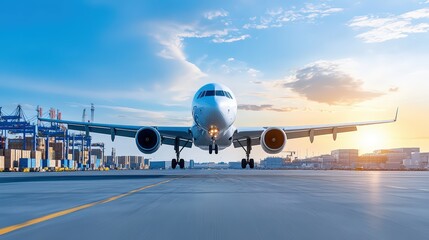 Airplane Taking Off at Logistics Hub