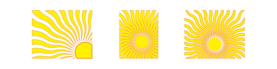 Seamless pattern with groovy retro abstract suns and waves. Organic doodle shapes in trendy naive hippie 60s 70s style. Great for textile, fabric, wallpaper, wrapping, scrapbook and packaging